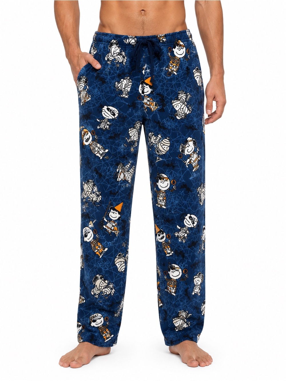 Peanuts Snoopy Men's Navy Printed Lounge Pants Medium Halloween - Picture 2 of 4
